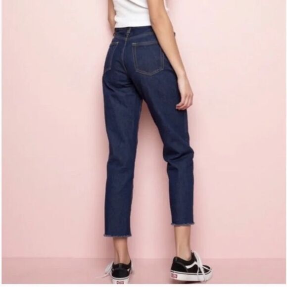 J. Galt Brandy Melville Millie Button-Front Dark Wash Denim Jeans NWT Size Small - Picture 2 of 15